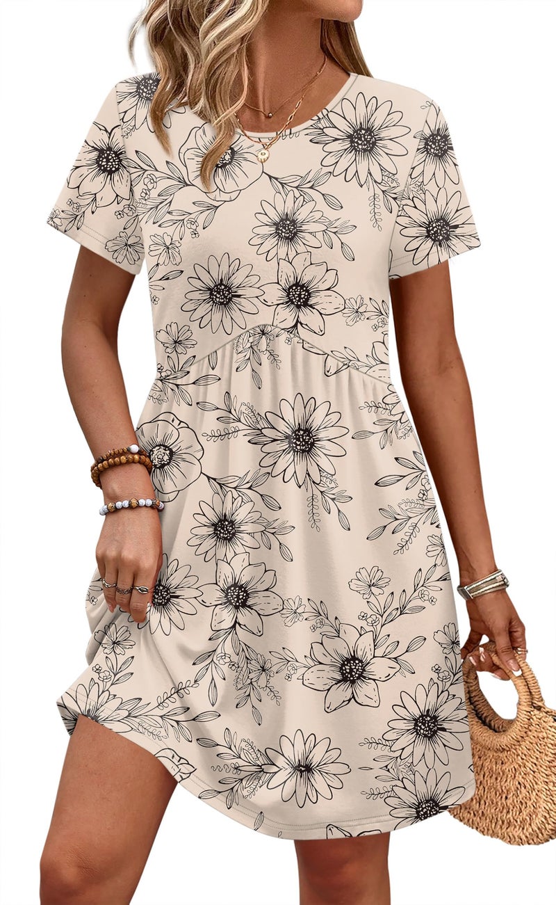OFEEFAN Maternity Dress Maternity Clothes Teacher Casual Dresses for Women Work Dresses for Women Floral Apricot S - Image 1