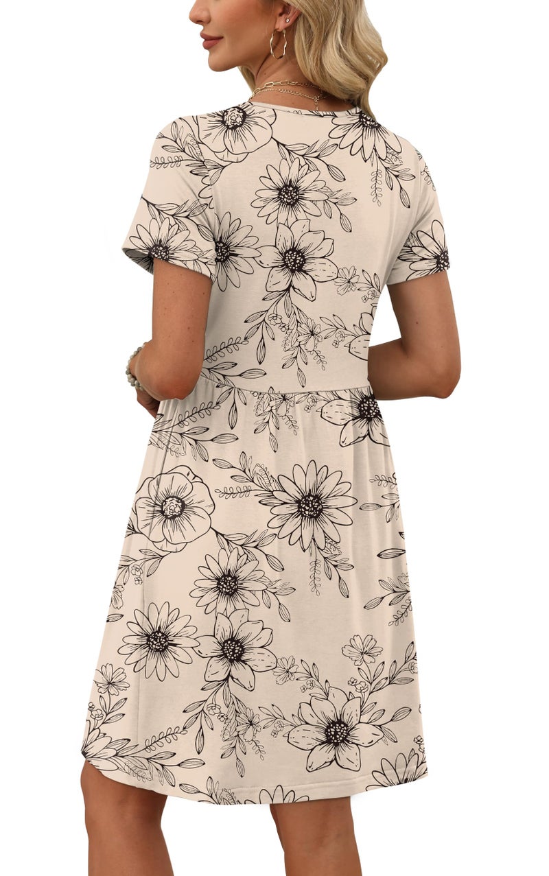OFEEFAN Maternity Dress Maternity Clothes Teacher Casual Dresses for Women Work Dresses for Women Floral Apricot S - Image 4