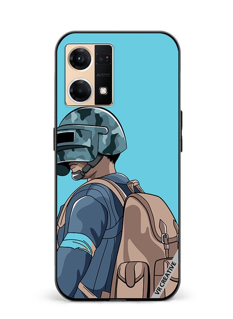 Protective Case Cover For Oppo Reno7 Helmet And In Military Uniform Design Multicolour