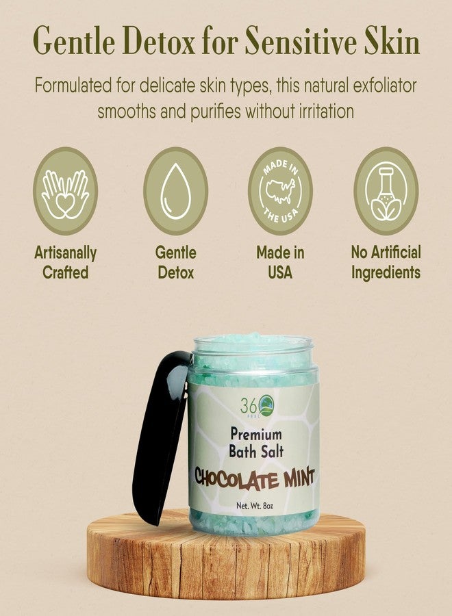 360Feel Chocolate Mint Bath Salt & Body Scrub - Nourishing Bath Soak for Sensitive Skin - Face, Body & Foot Salt Scrub - 8 Ounce Jar - Image 3