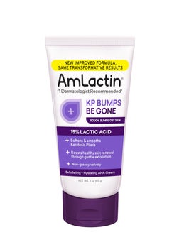 AmLactin AmLactin KP Bumps Be Gone - 3 oz Keratosis Pilaris Moisturizing Cream with 15% Lactic Acid - Exfoliator and Moisturizer for Dry, Rough and Bumpy Skin (Packaging May Vary) 