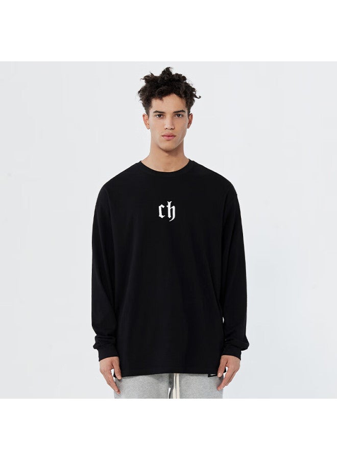 Chinism Men's Long-sleeve T-shirt, Spring Heavyweight Pure Cotton Round Neck Undershirt, Casual Loose Lightweight Breathable Base Layer Tee - Image 1