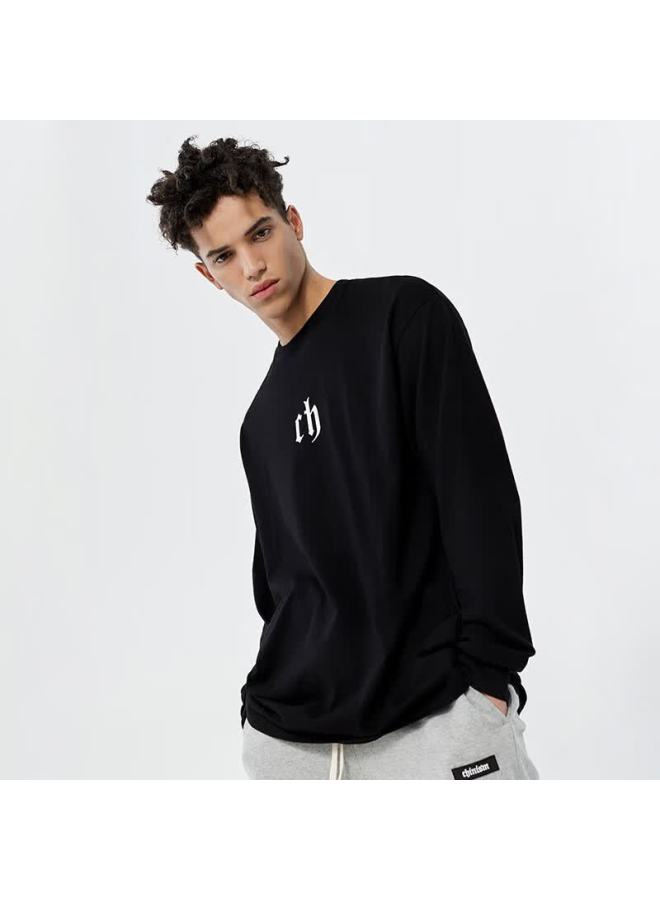 Chinism Men's Long-sleeve T-shirt, Spring Heavyweight Pure Cotton Round Neck Undershirt, Casual Loose Lightweight Breathable Base Layer Tee - Image 2