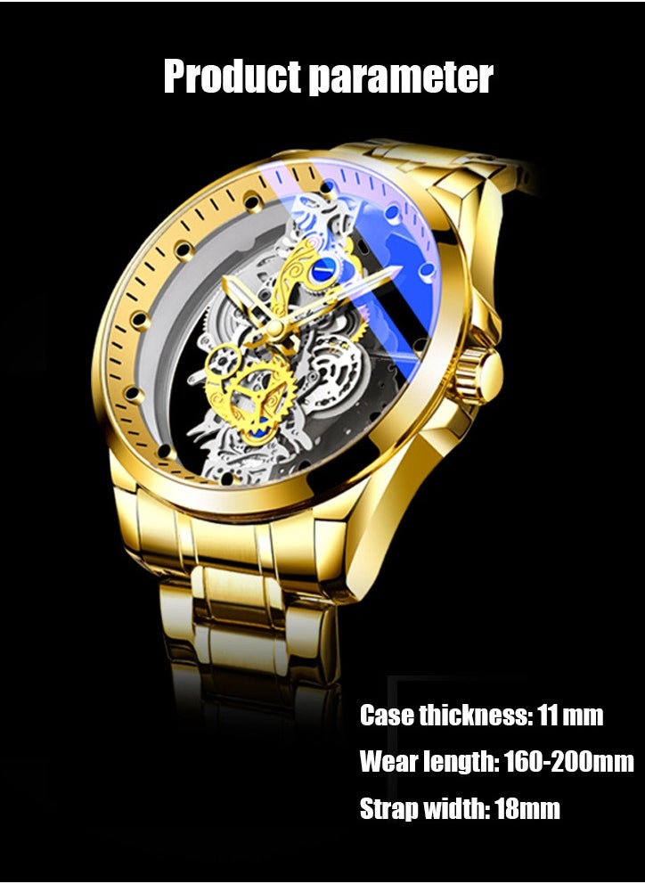 Generic Men's watch Double-sided Transparent Hollow Automatic Mechanical Watch Waterproof Luminous Quartz Watch  - Image 4