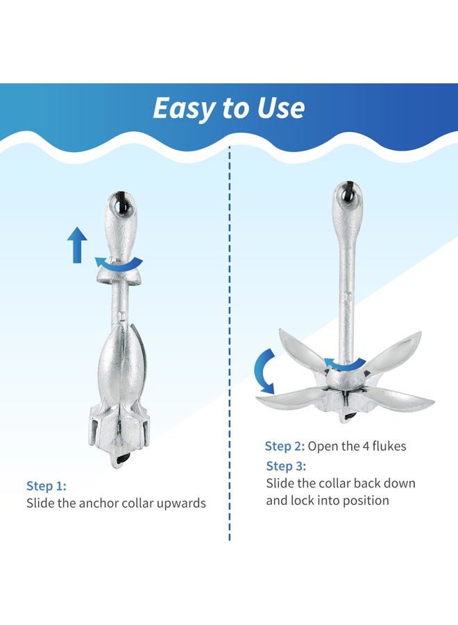 weyleity 1.5kg Kayak Anchor with 12meters/39.37feet6mm Rope, Folding Grapnel Anchor, Boat Anchor with Foldable Claw for Kayak Canoes Jetski Waterski - Image 5