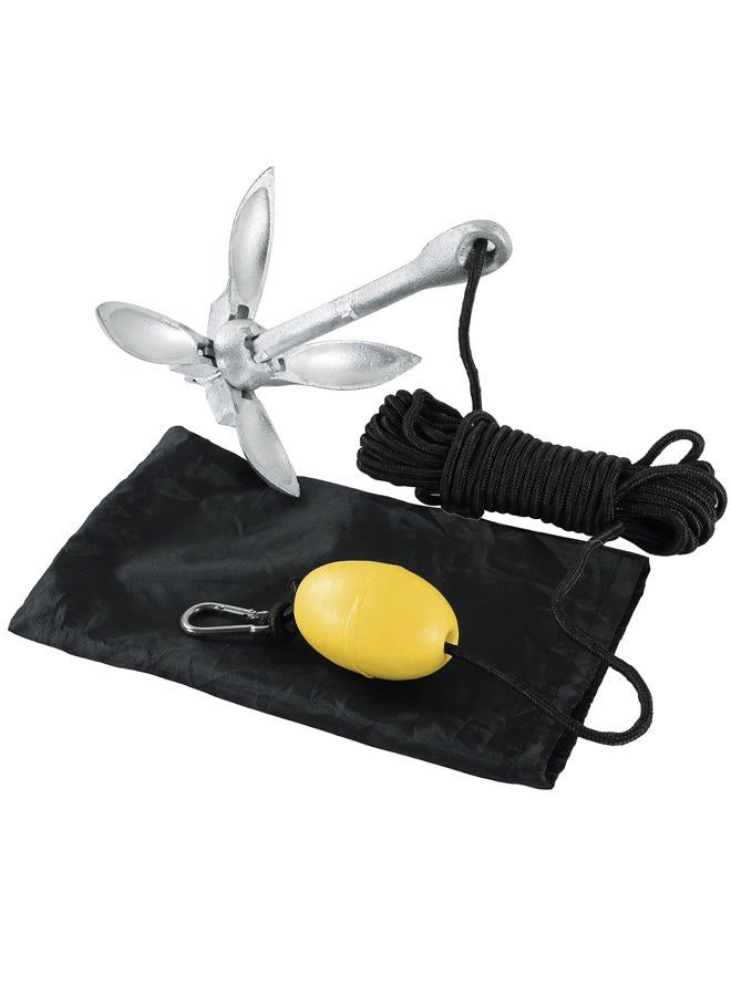 weyleity 1.5kg Kayak Anchor with 12meters/39.37feet6mm Rope, Folding Grapnel Anchor, Boat Anchor with Foldable Claw for Kayak Canoes Jetski Waterski - Image 1