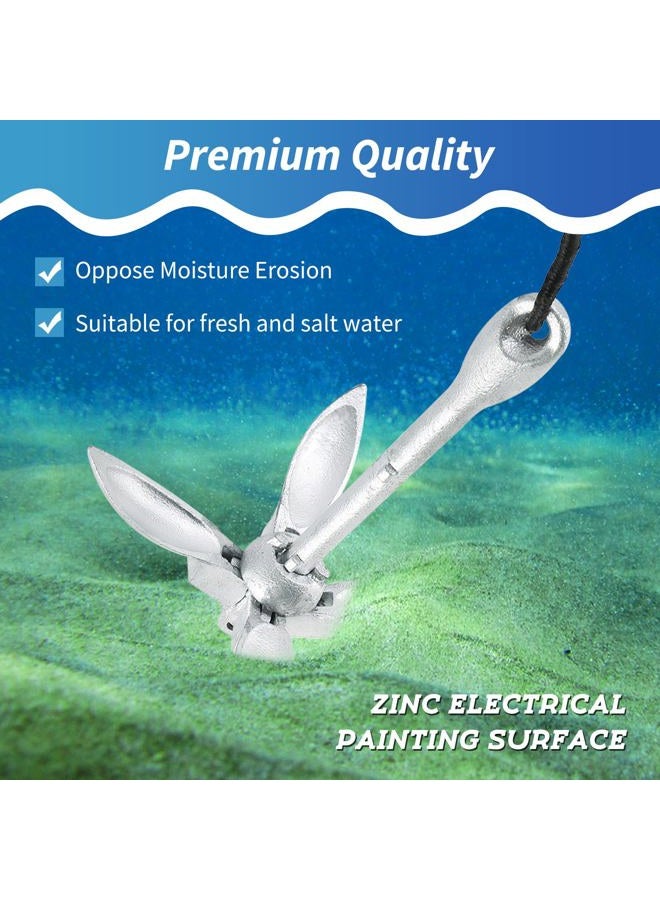 weyleity 1.5kg Kayak Anchor with 12meters/39.37feet6mm Rope, Folding Grapnel Anchor, Boat Anchor with Foldable Claw for Kayak Canoes Jetski Waterski - Image 4