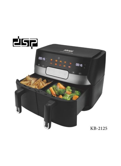 DSP Air Fryer, 3400 Watt, 10 Liter, 2 Drawers, Digital Display, Black, KB2125