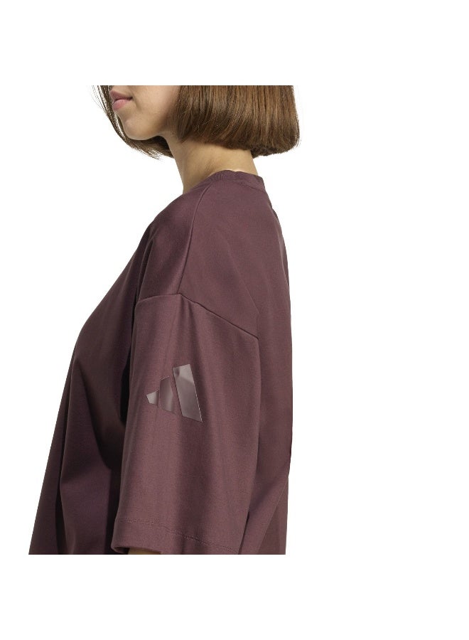 Adidas W All Szn Sl T Brown Training T-Shirts For Women XS - Image 5
