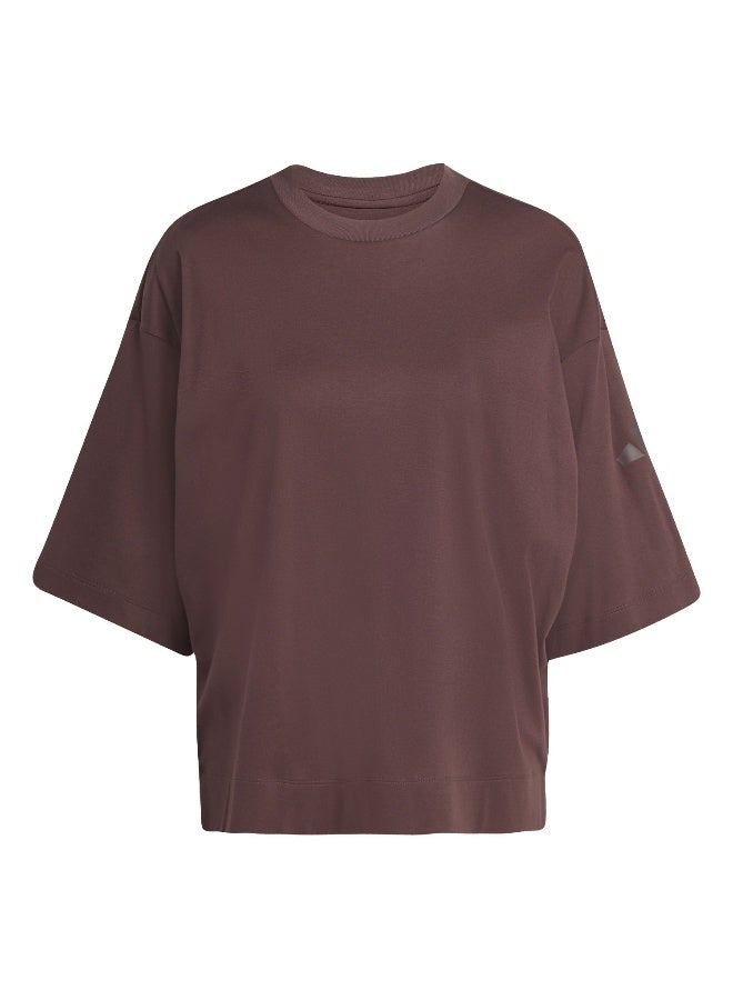 Adidas W All Szn Sl T Brown Training T-Shirts For Women XS - Image 1