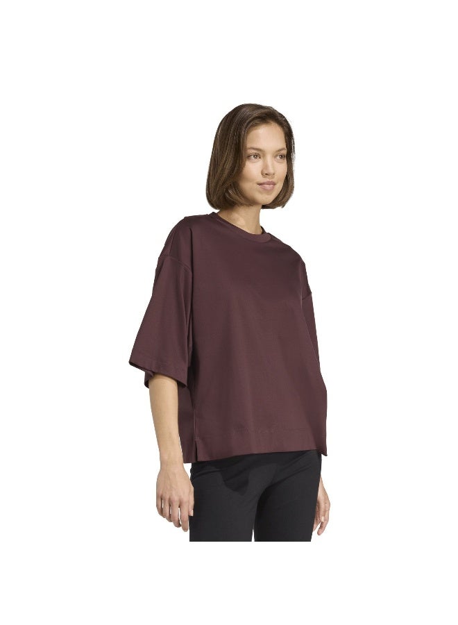 Adidas W All Szn Sl T Brown Training T-Shirts For Women XS - Image 4