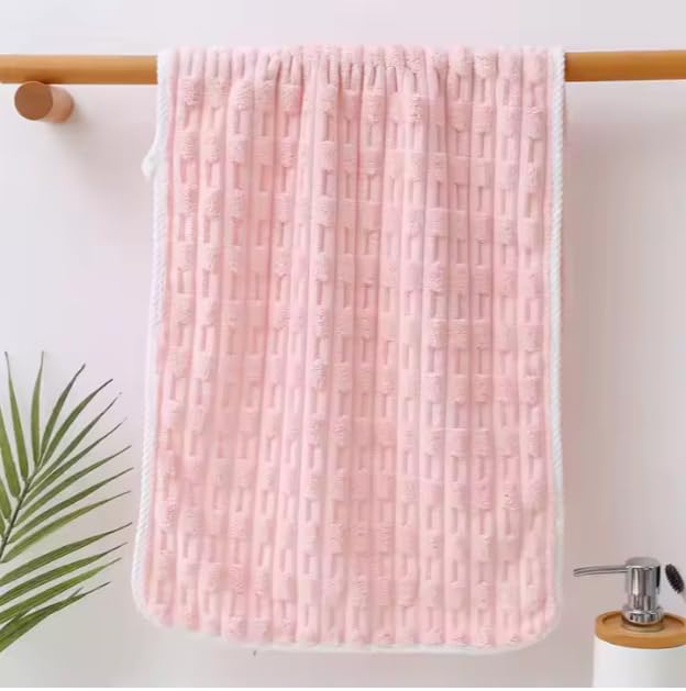 Home-Cloud HomeCloud Luxury CottonMicrofiber Pack of of 2 Towel Set 400 GSM with Hanging Loop Super Soft Highly Absorbent and Ultra Fast Dry Bath Towel 142 70 FaceHand Towel 70 35 cm Pink - Image 4