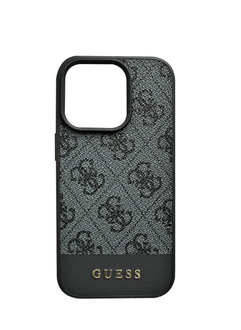 Guess PU 4G Leather Hard Case With Bottom Stripe For iPhone 16 Pro Max - Grey