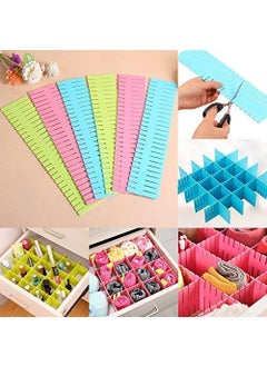 Tiny Gifts TinyGifts 6 pcs DIY Plastic Grid Drawer Divider Household Storage StripsLarge Made In India Multicolor  - Image 1