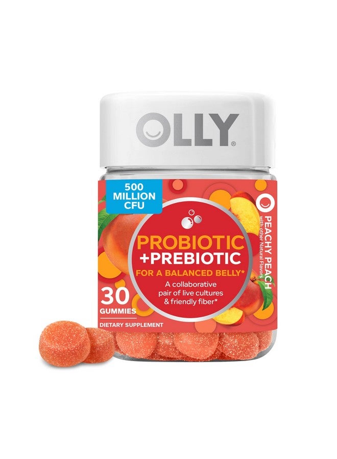 OLLY مكمل غذائي قابل للمضغ للبالغين من الرجال والنساء، يحتوي على ألياف 500 مليون وحدة تشكيل مستعمرة CFU، بنكهة الخوخ، 30 حبة، لدعم الهضم وصحة الأمعاء - Image 2