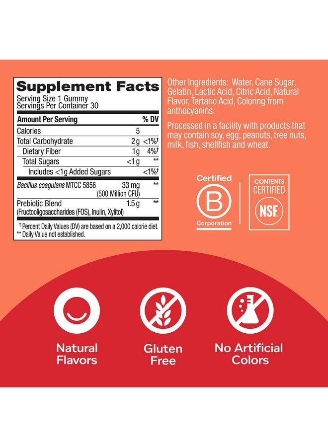 OLLY مكمل غذائي قابل للمضغ للبالغين من الرجال والنساء، يحتوي على ألياف 500 مليون وحدة تشكيل مستعمرة CFU، بنكهة الخوخ، 30 حبة، لدعم الهضم وصحة الأمعاء - Image 4