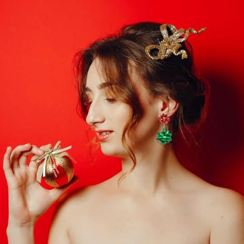 Earrings-Xmas Holiday Dangle Earrings for Women  Tree Snowflake Bow Bells Earrings  Accessory - Image 2