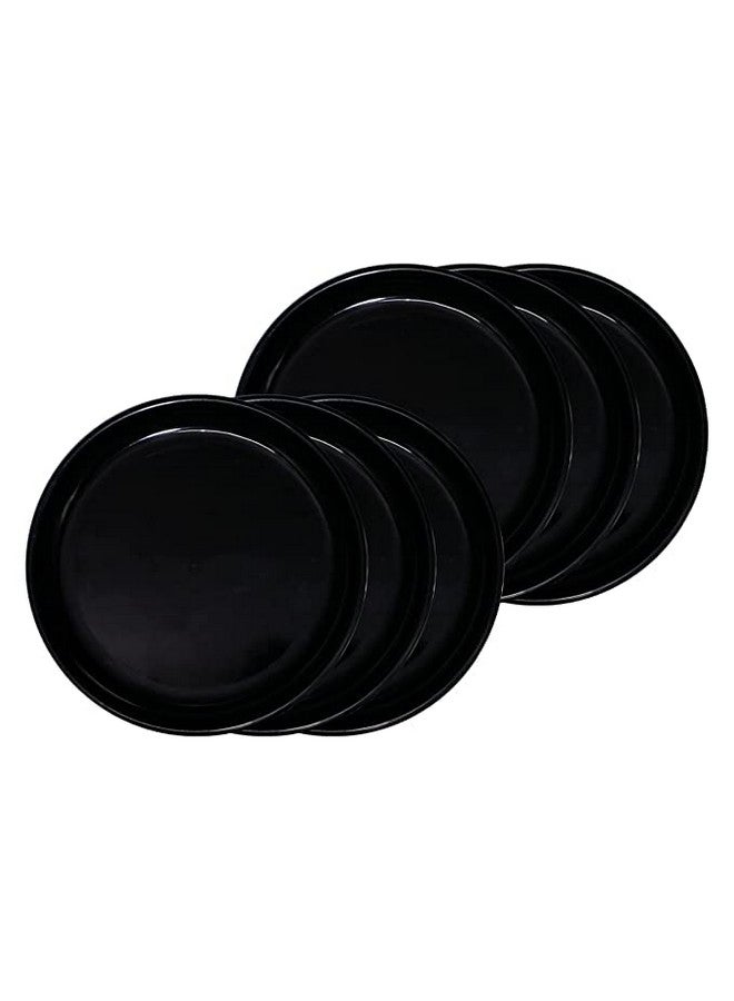 Everbuy® Polypropylene Dinner Plates Set of 6, Glossy Black Unbreakable Plates (Black, 11 inches) - Image 1