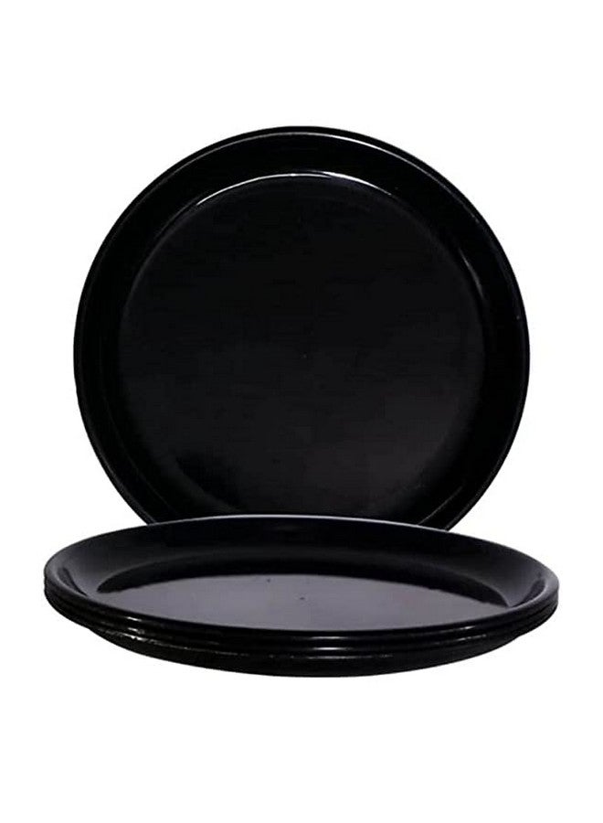 Everbuy® Polypropylene Dinner Plates Set of 6, Glossy Black Unbreakable Plates (Black, 11 inches) - Image 3