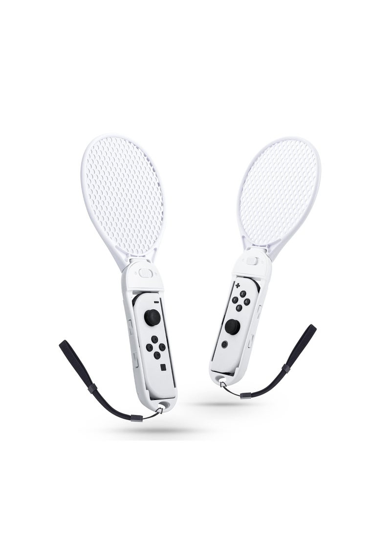 KASTWAVE Detachable Tennis, KASTWAVE Fit for Switch & Switch OLED Joycon Controller Grip with Wrist Strap for Nintendo Switch Sports & Mario Tennis Aces White Accessories Enhance Gaming Experience (2 pack) - Image 1
