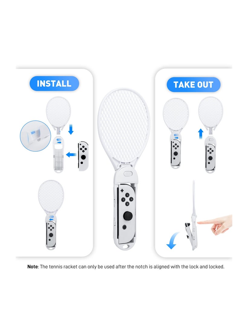 KASTWAVE Detachable Tennis, KASTWAVE Fit for Switch & Switch OLED Joycon Controller Grip with Wrist Strap for Nintendo Switch Sports & Mario Tennis Aces White Accessories Enhance Gaming Experience (2 pack) - Image 5