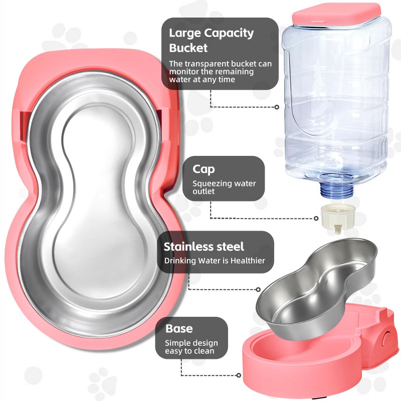 HWONMTE Automatic Cat Feeder and Water Dispenser with Stainless Steel Bowl Dog Gravity Food Feeder and Waterer for Small Medium Pets Puppy Kitten 1 Gallon x 2 - Image 3