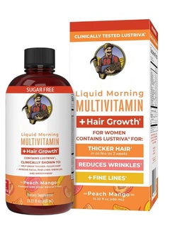 Liquid Multivitamin Lustriva® Hair Growth for Women| Biotin 10000mcg | Vitamin D, B |Clinically Tested for Thicker Hair, Wrinkles, Fine Lines, Skin Care| Ages 18 | 15.22 Fl Oz