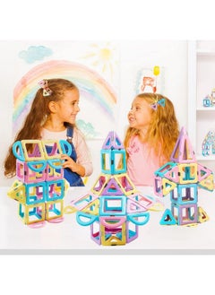 Magblock 52 Pieces Magnetic Building Blocks Set For Kids Toddlers Pastel Magnetic Tiles Toys Macaron Magnetic Blocks Presents For 3 4 5 Year Old Girls And Boys Kids Magnets.  - Image 5