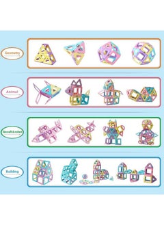 Magblock 52 Pieces Magnetic Building Blocks Set For Kids Toddlers Pastel Magnetic Tiles Toys Macaron Magnetic Blocks Presents For 3 4 5 Year Old Girls And Boys Kids Magnets.  - Image 4