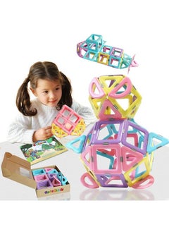 Magblock 52 Pieces Magnetic Building Blocks Set For Kids Toddlers Pastel Magnetic Tiles Toys Macaron Magnetic Blocks Presents For 3 4 5 Year Old Girls And Boys Kids Magnets.  - Image 2