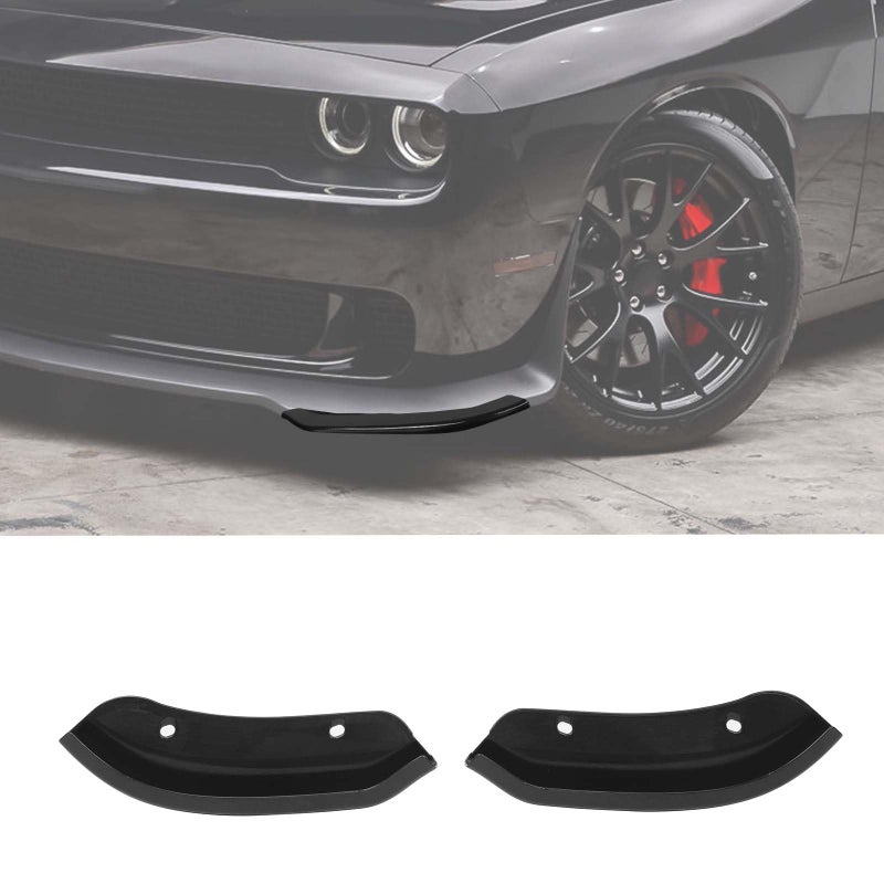 PDKLIN for Challenger Front Bumper Lip Splitter Protector Cover Trim for 2015-2023 Dodge Challenger Hellcat Black Exterior Accessories 2pcs - Image 1