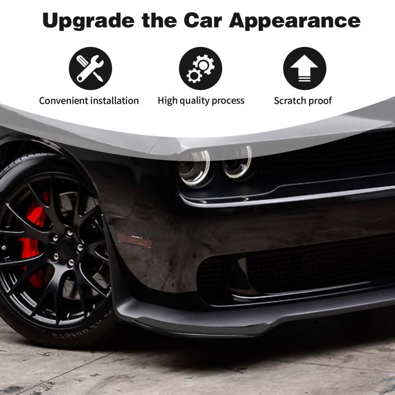 PDKLIN for Challenger Front Bumper Lip Splitter Protector Cover Trim for 2015-2023 Dodge Challenger Hellcat Black Exterior Accessories 2pcs - Image 4