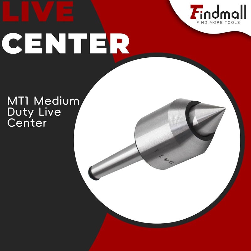 findmall MT1 Medium Duty Live Center 60 Degree Live Tailstock Center Fit for CNC Lathes, Ordinary Manual Lathes and High-Speed Lathes - Image 2