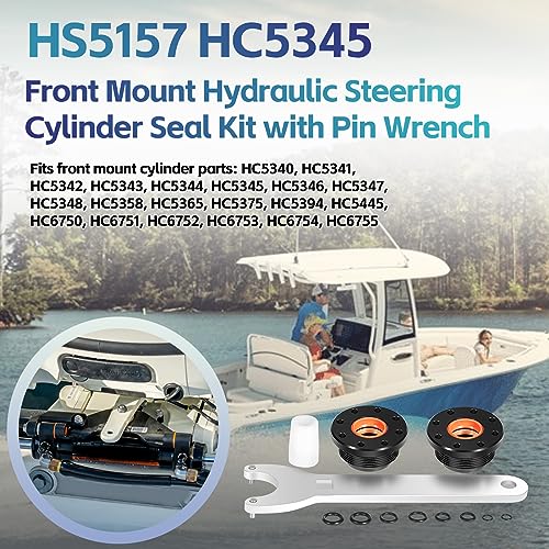 Sunluway HC5345 Seal Kit for SeaStar Hydraulic Steering Cylinder Seal Kit with Pin Wrench HS5157 fits HC5340, HC5342, HC5343, HC5344, HC5345, HC5346, HC6754, HC6755 Pivot/Front Mount Cylinders - Image 2