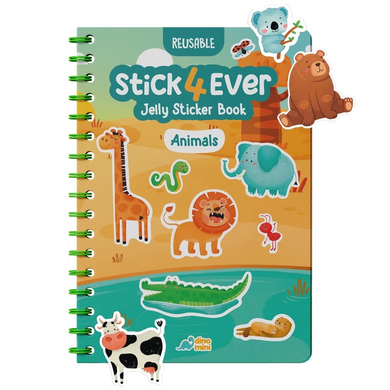 DINO MINI Stick4Ever Jelly Sticker Book for Kids Waterproof Easy to Clean Reusable Sticker Book for Toddlers Reusable Road Trip Activities for Kids Stocking Stuffers for Toddlers Animals - Image 2