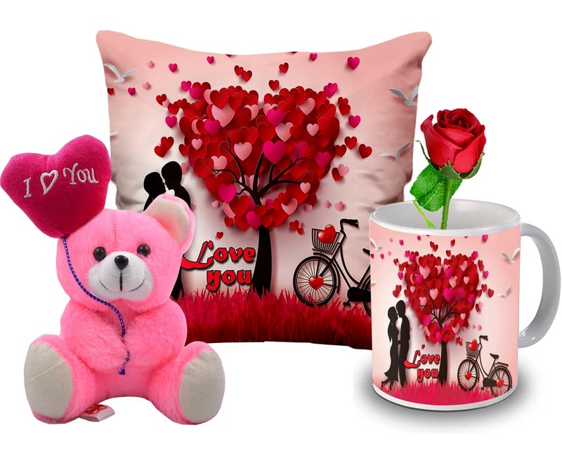 ME & YOU Romantic Gifts for Love | Valentines Day Gift | Anniversary, Birthday Love Gift for Husband/Boyfriend | Printed Cushion, Mug and Teddy STlove-41 - Image 1