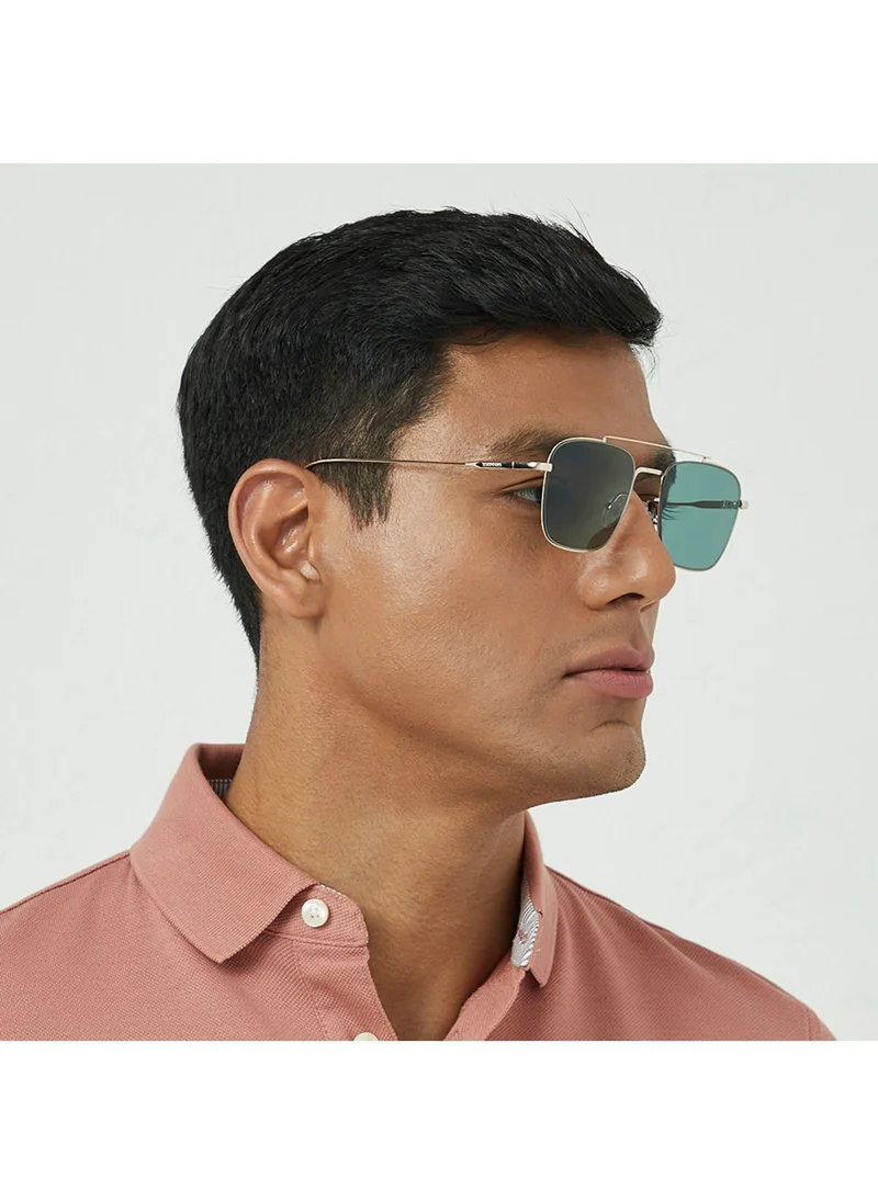 30 سندايز VALIANT Men Green Sunglasses - Frame Material: Metal - Lens Color: Green- Frame Color: Gold - Full Rim