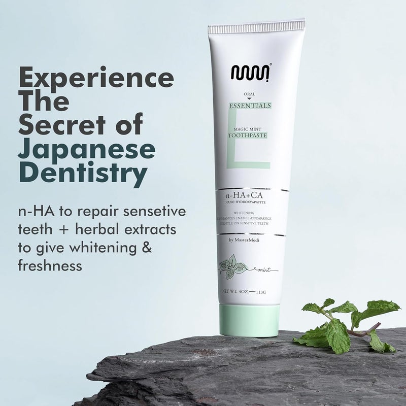 MasterMedi Nano Hydroxyapatite Toothpaste Inspired by 10 nHA Formulas FluorideFree Whitening Sensitive Teeth Care Enamel Support SLS Free Xylitol Magic Mint 4 Oz Pack of 3 - Image 5
