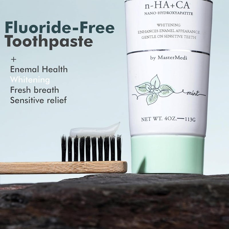 MasterMedi Nano Hydroxyapatite Toothpaste Inspired by 10 nHA Formulas FluorideFree Whitening Sensitive Teeth Care Enamel Support SLS Free Xylitol Magic Mint 4 Oz Pack of 3 - Image 4