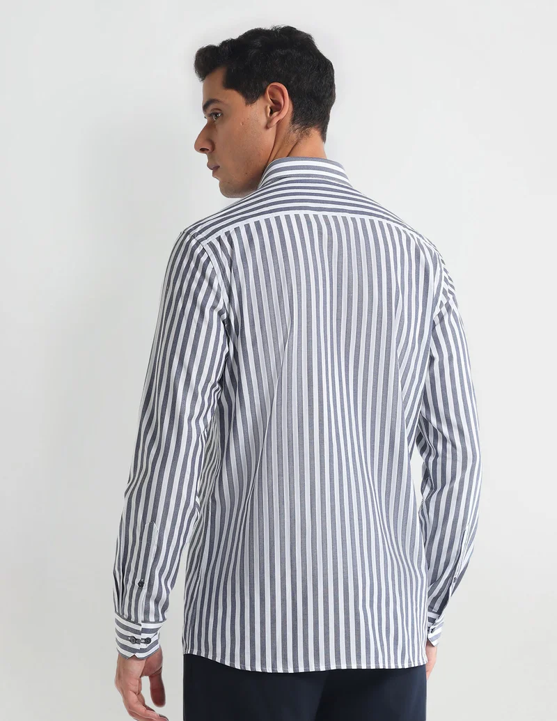 Arrow Navy Vertical Stripe Slim Fit Shirt for Men | Best Price UAE