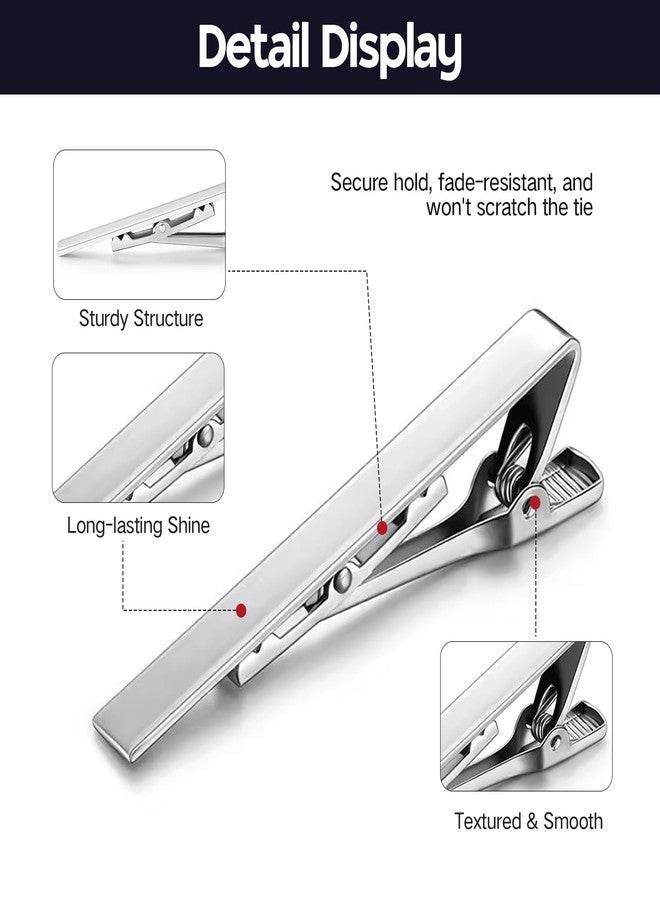 Perusiaw 6 Pcs Tie Clips for Men, 6 Classic Colors Upgrade Tie Bar, Non-Slip Tie Clip for Father, Husband, Business, Wedding, Anniversary & Everyday Wear - Image 3
