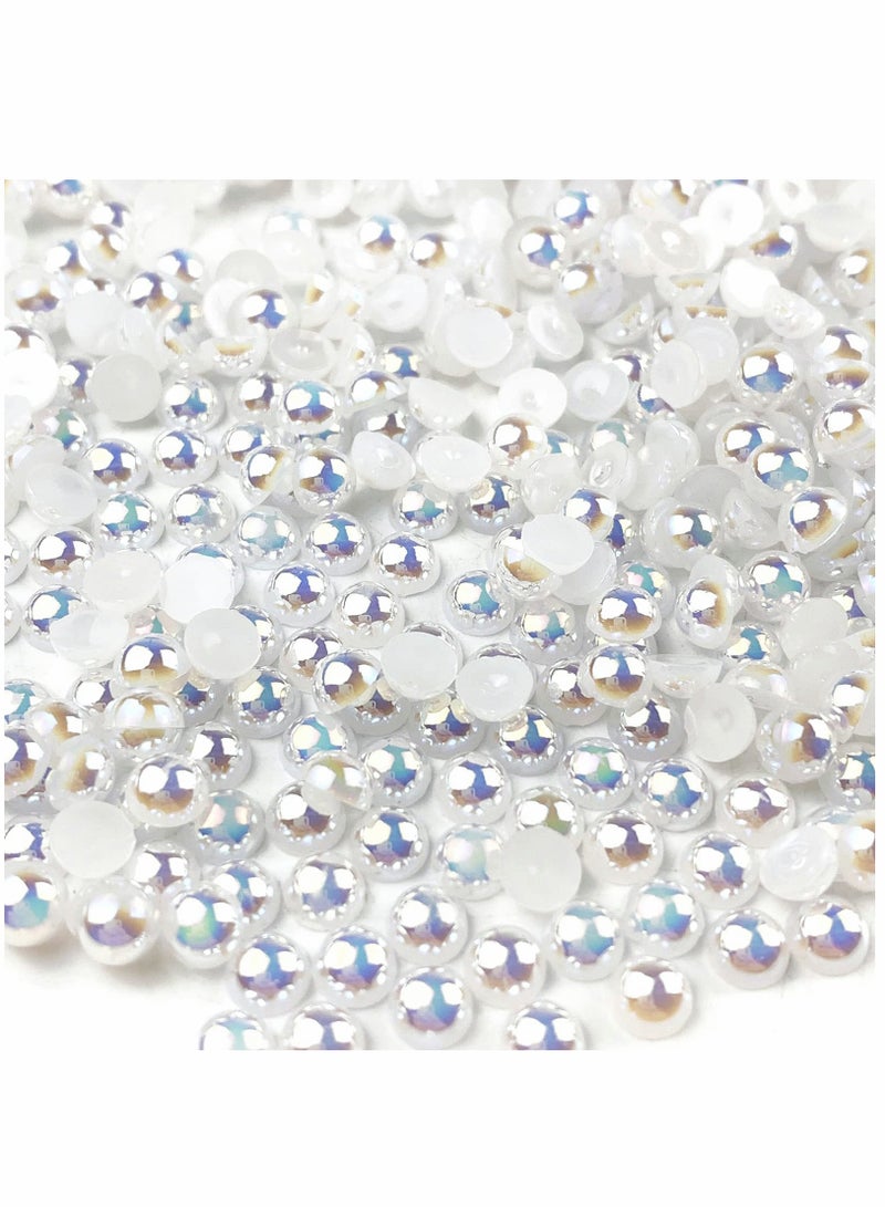 SOLARAE 1 Box White AB Round Flatback Imitation Half Round Pearls Bead, Multi-Size Loose Beads Gem for Pearl Nail Art, Crafts, Wedding Decoration - Image 2