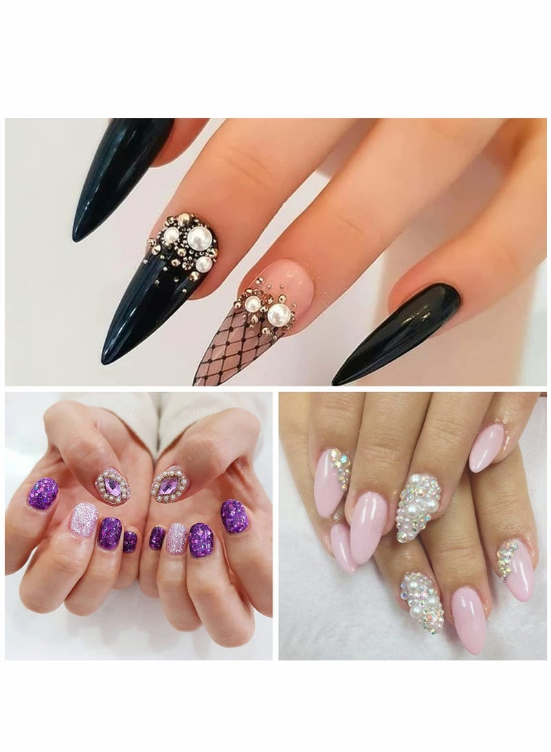 SOLARAE 1 Box White AB Round Flatback Imitation Half Round Pearls Bead, Multi-Size Loose Beads Gem for Pearl Nail Art, Crafts, Wedding Decoration - Image 3