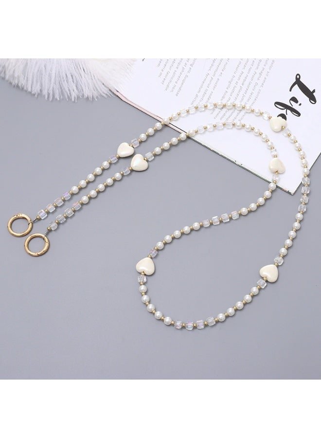 NIBEMINENT Phone Charm/ Chain Strap for Women Girls, Pearl Love Crossbody Cell Phone Case Lanyard Wrist Strap - Image 1