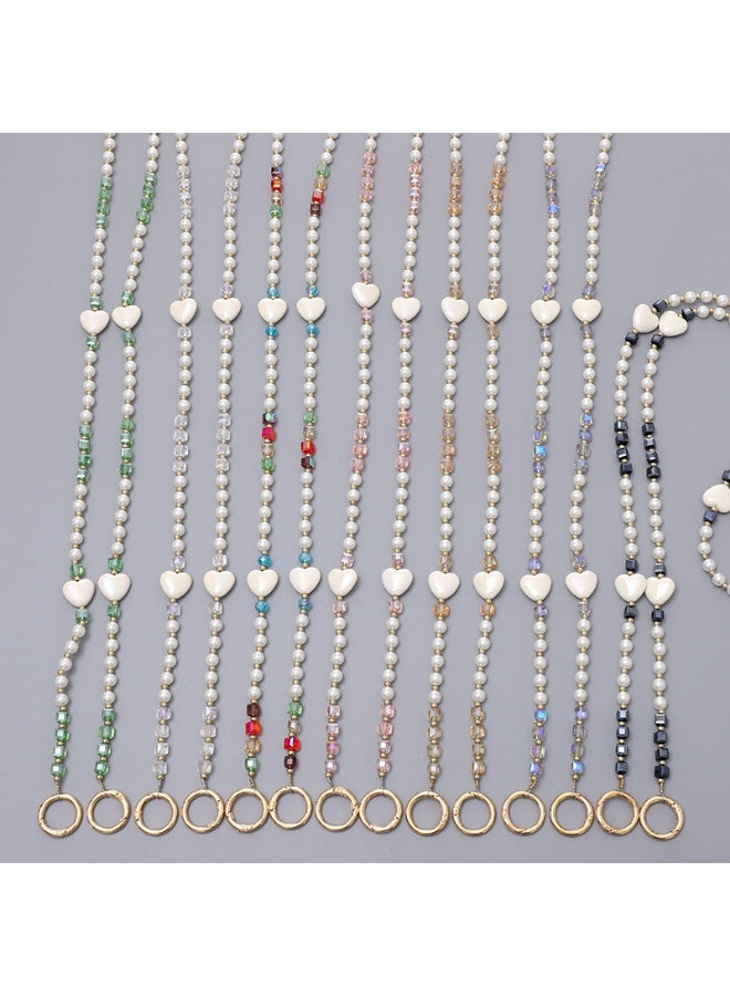 NIBEMINENT Phone Charm/ Chain Strap for Women Girls, Pearl Love Crossbody Cell Phone Case Lanyard Wrist Strap - Image 2