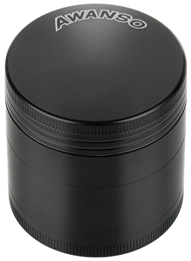AWANSO 2" Grinder for Kitchen Spices, 3-Piece 4-Part Design, Screen-Free, Durable Zinc Alloy, Black - Image 1