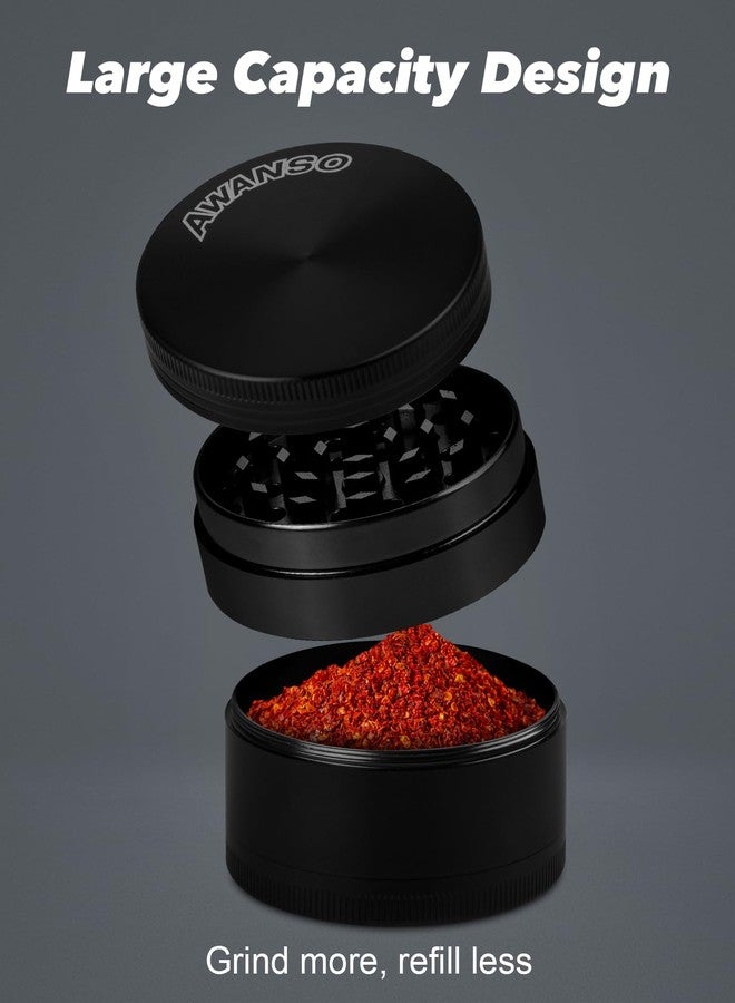 AWANSO 2" Grinder for Kitchen Spices, 3-Piece 4-Part Design, Screen-Free, Durable Zinc Alloy, Black - Image 5