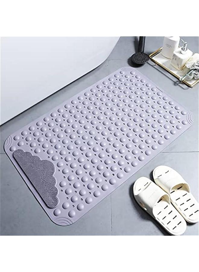 رينكس سجادة حمام مضادة للازلاق لحوض الاستحمام مع اكوا شفط وفتحات تصريف م الميكاكوز، قالة للغسل في الغسالة، سجادة دش الحمام، 40 × 70 سم رمادي) - Image 1