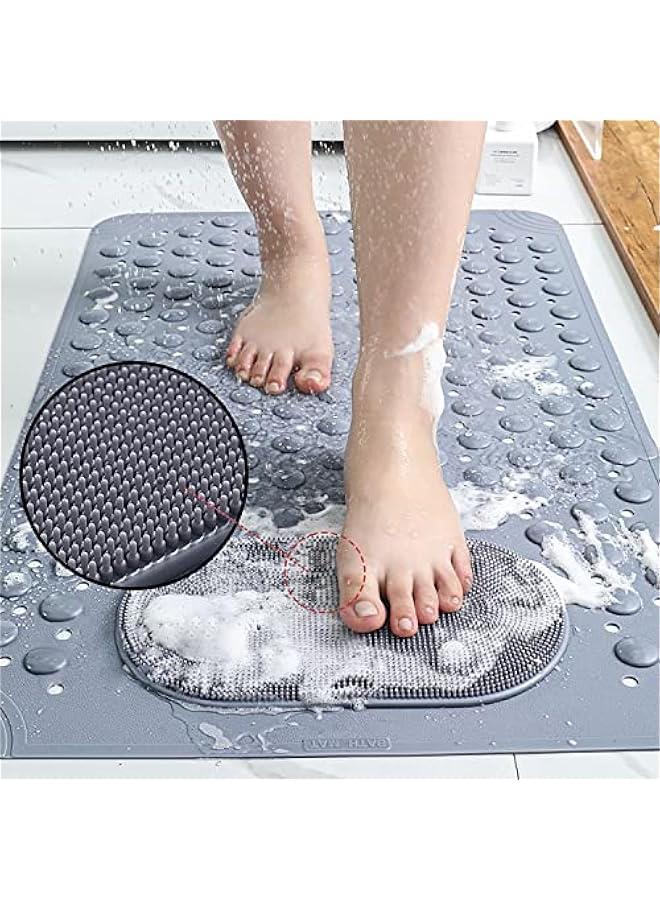 رينكس سجادة حمام مضادة للازلاق لحوض الاستحمام مع اكوا شفط وفتحات تصريف م الميكاكوز، قالة للغسل في الغسالة، سجادة دش الحمام، 40 × 70 سم رمادي) - Image 2