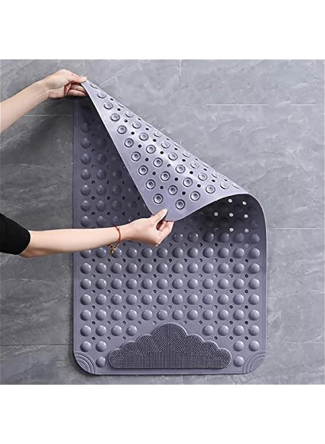 رينكس سجادة حمام مضادة للازلاق لحوض الاستحمام مع اكوا شفط وفتحات تصريف م الميكاكوز، قالة للغسل في الغسالة، سجادة دش الحمام، 40 × 70 سم رمادي) - Image 3